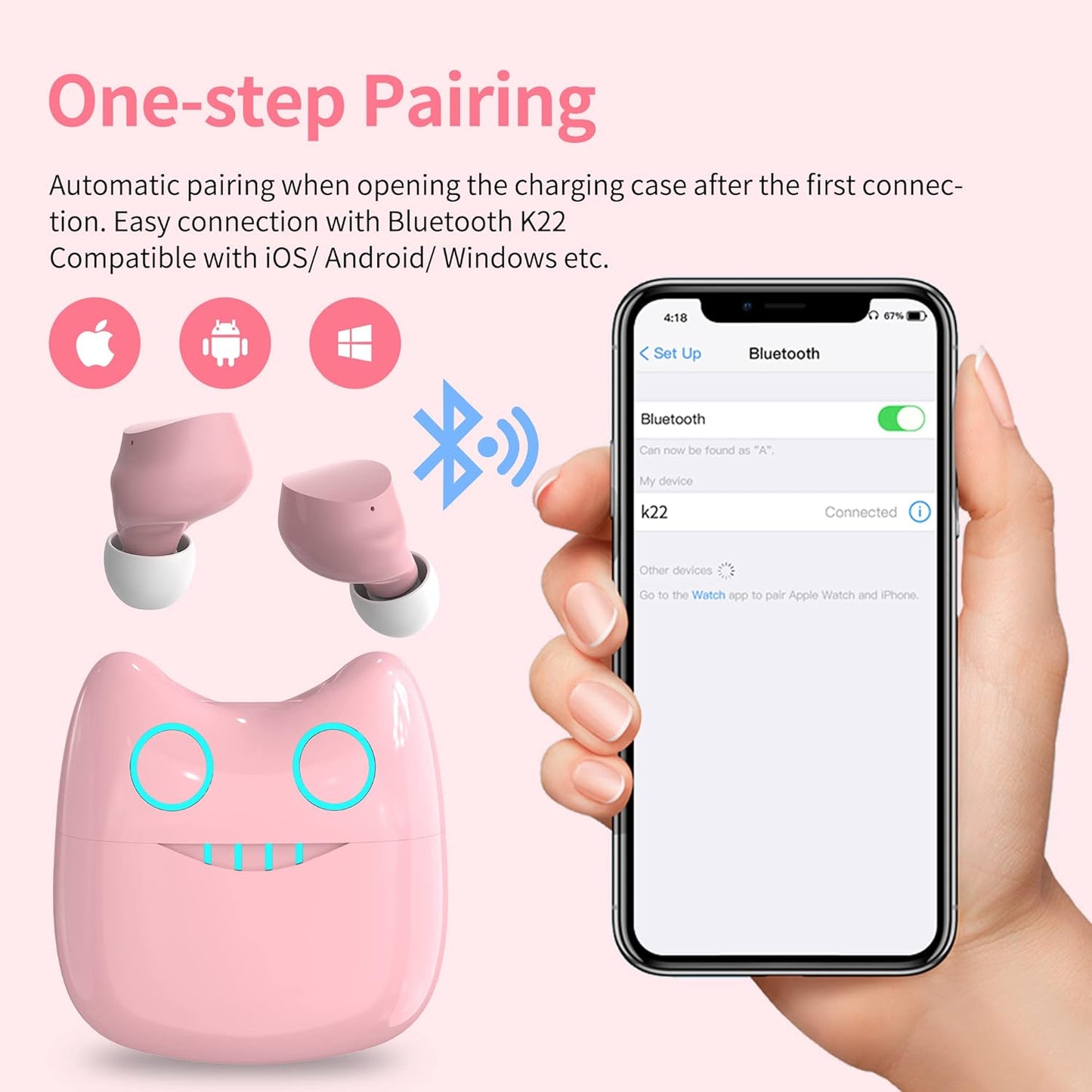 Auriculares Inalámbricos Bluetooth Rosa – 36 Horas, Impermeables IPX5