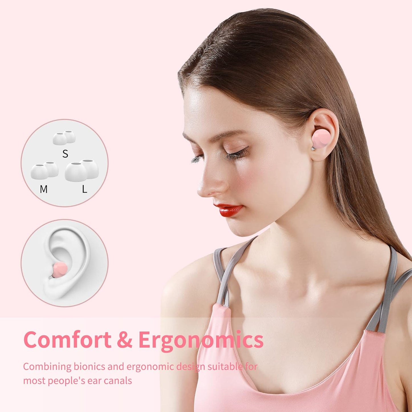 Auriculares Inalámbricos Bluetooth Rosa – 36 Horas, Impermeables IPX5