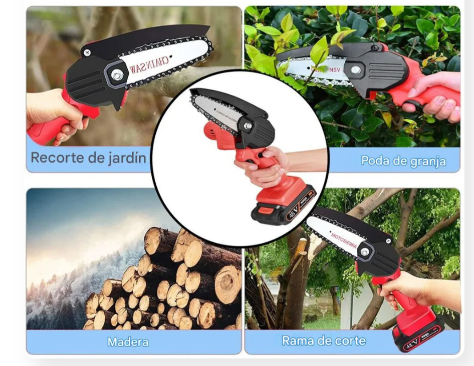 Motosierra Eléctrica Mano 48V Recargable