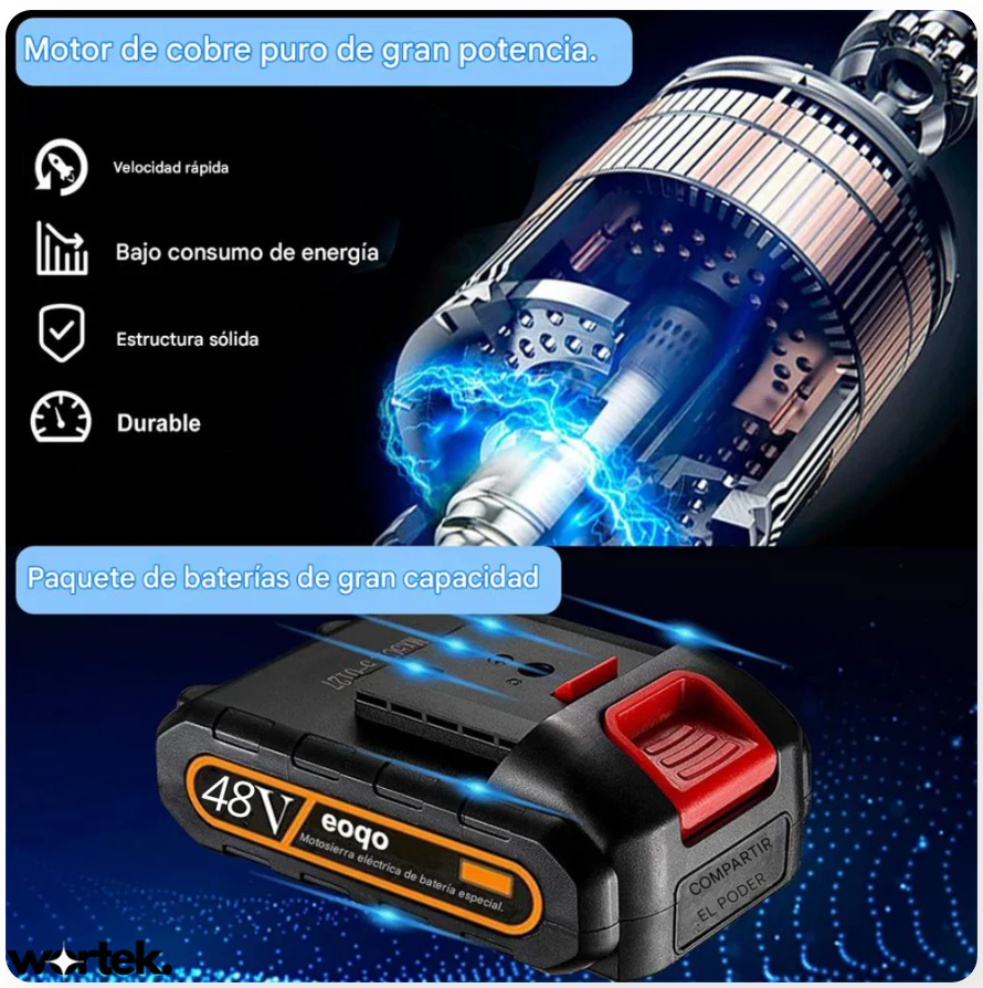 Motosierra Eléctrica Mano 48V Recargable