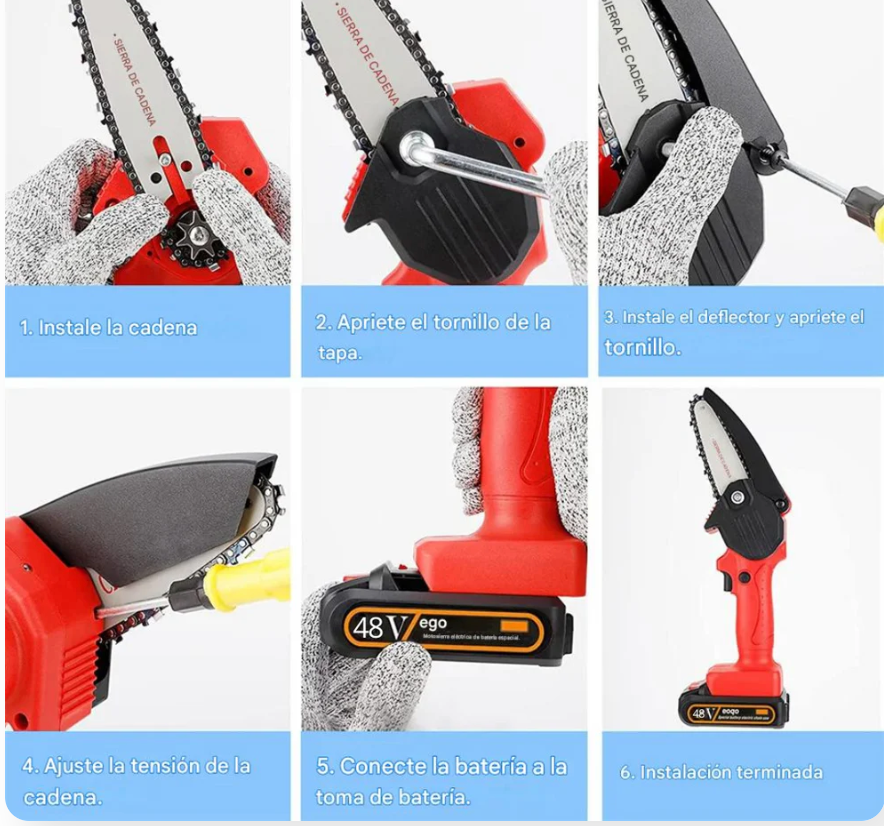 Motosierra Eléctrica Mano 48V Recargable